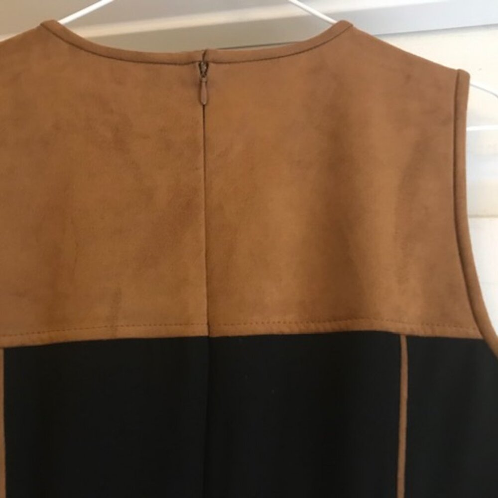 Calvin Klein Brown Suede with Black Material Sleeveless Women's Dress Size 8 - Picture 4 of 4